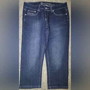 Diamante Premium Capris Women's Dark Wash Size 7 Rhinestones